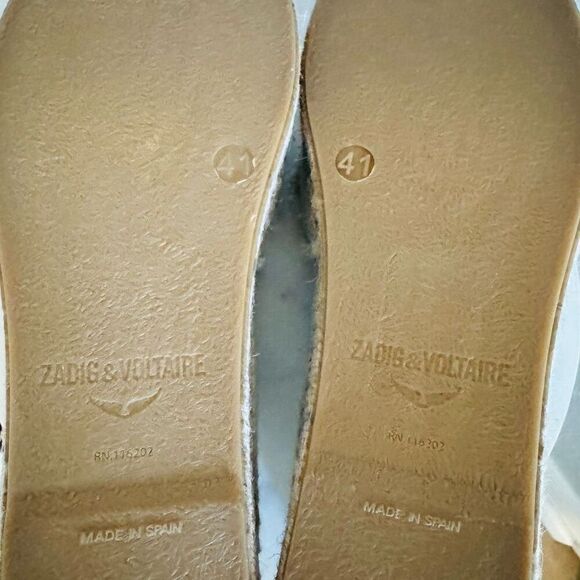 Zadig & Voltaire Canvas Espadrille Slip on Flat, Cream/Black, Size 11, NWOT‎ - Picture 9 of 16